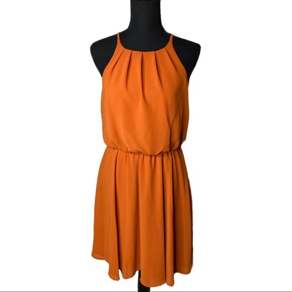 miami Dresses & Skirts - Miami orange mid-length halter dress size Medium